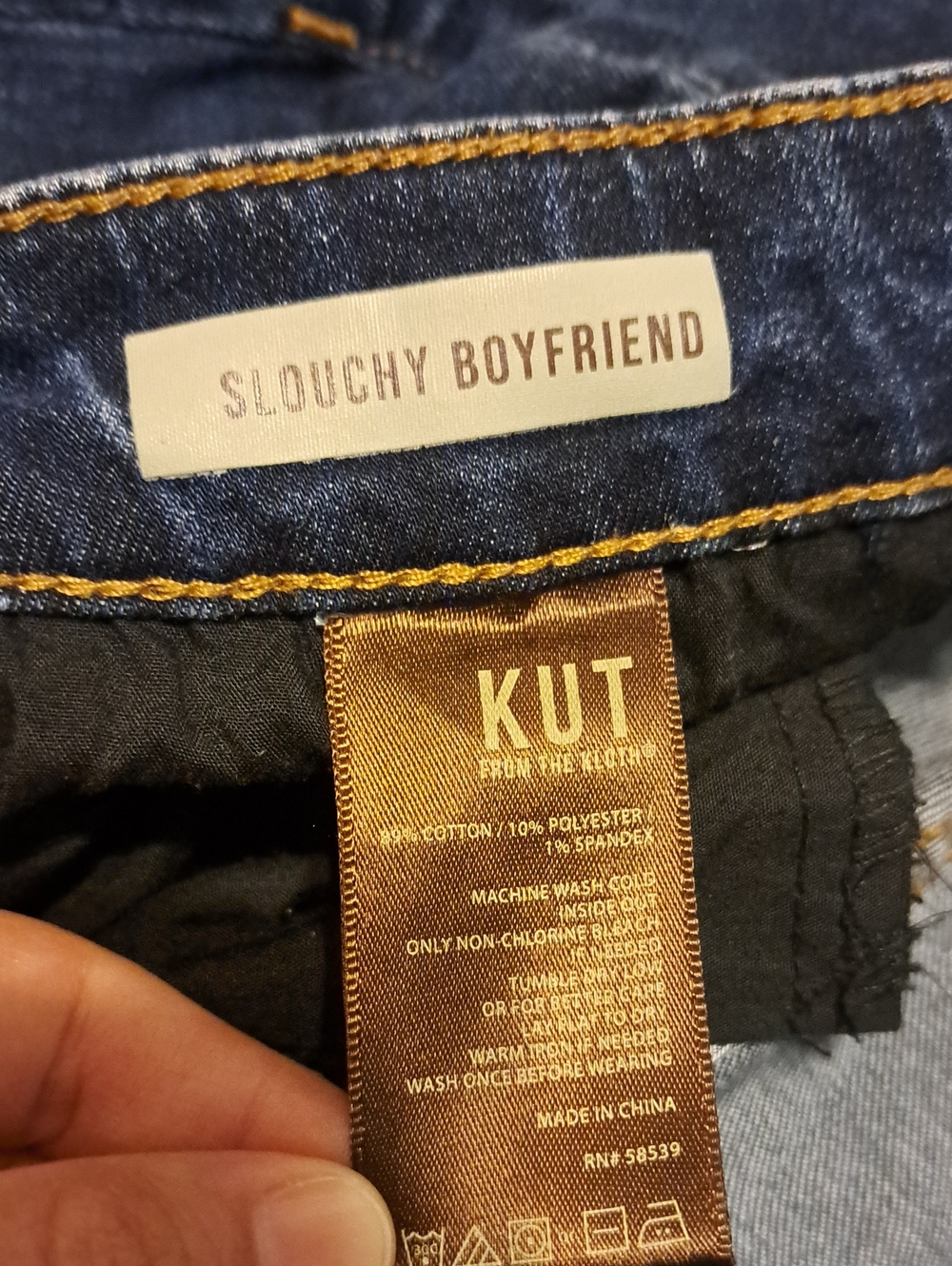 Kut from the Kloth Slim Straight Dark Blue Jeans. Size 12 Slouchy Boyfriend. - Picture 10 of 13